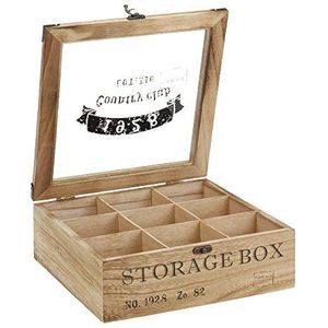 PTMD Houten Theehouder, Theekist, Theedoos - 7 vaks - 30 x 28 x 28 cm kopen? Bestellen bij