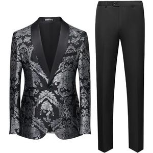 RAJEGAR 3 Stuks Mannen Bruiloft Pak Bruidegom Ochtend Tuxedo Slim Groomwear Tailed Blazer Vest Broek Sets, Grijs, XL