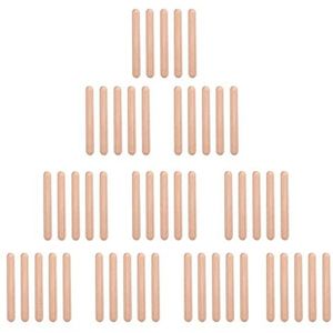 50 STUKS Houten Paspennen Houten Deuvels Set M6 × 50mm Ronde Gekarteld Hardhout Gegroefde Schroef