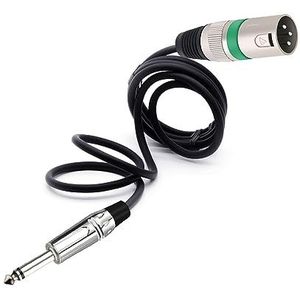 6,35 mm/6,5 mm jack mono naar 3-polige XLR-stekker, symmetrische microfoonverbindingskabel, kwart inch naar XLR MM-microfoonkabel voor AMP, 1 stuk (kleur: zwart groen, maat: 3 m)