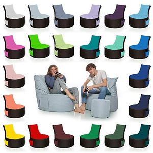 HomeIdeal - 2-kleurige gamer-zitzak lounge voor volwassenen en kinderen - indoor & outdoor omdat hij waterdicht is - met EPS-parels + kruk, kleur: zwart-grijs, maat: volwassenen + 35x30 cm