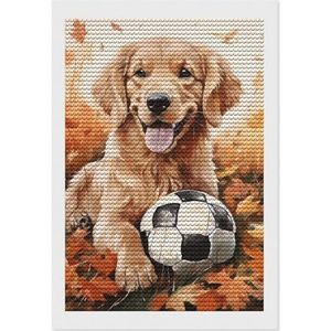 Voetbal Golden Retriever Diamond Painting Kits Volledige Boor Diamant Schilderij Foto Diamant Kunst voor Volwassenen Thuis Muur Decor 20 cm x 30 cm