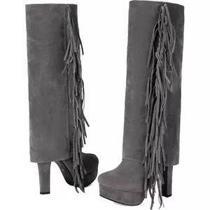 Cowboylaarzen voor dames Western-kniehoge laarzen Vierkante neus Retro halfhoge laarzen met dikke hak (Color : Black, Size : 41 EU