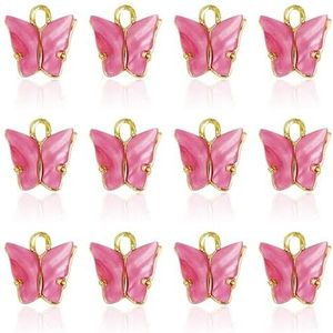 DIY vlinder bedels voor knutselen - 12 stuks mini schattige mode oorbellen en ketting hangers, Eén maat, legering, Geen edelsteen