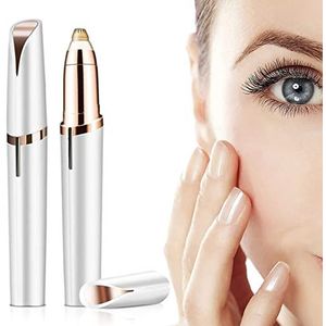 Wenkbrauwepilator voor dames, scheermesjes, gezichtsepilator, eyebrow trimmer, elektrische epilator, wenkbrauwscheerapparaat voor vrouwen, lippen en neus, epilator gezicht, snor (wit)