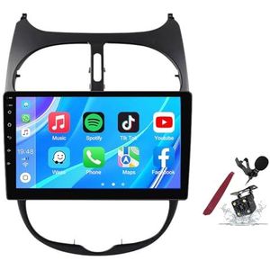 Android 14 Autoradio Sat Navi voor P-eugeot 206 (2004-2008) 9 Inch Touchscreen Multimedia Speler met Draadloze Carplay GPS Navigatie FM RDS Bluetooth 5G-WiFi SWC DSP,M100s