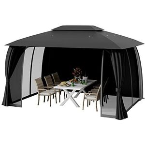 Trend24 - Paviljoen - Partytent 4x3-100% waterdicht - Ventilerend dak - UV-bescherming - Inclusief zijwanden en insectennet - Staal - 300 x 400 x 270 cm - Antraciet