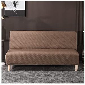 Futon Cover Armless Bank Covers Sofa Bed Slipcover zonder armleuning Zachte polyester Stoffen Cover 1-delige stretch Furniture Protector for Kid Pet(Color:Bruin,Size:190-210cm)