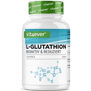 L-Glutathion - 120 capsules met 500 mg per capsule - Premium: gereduceerde & bioactieve glutathion uit fermentatie - hooggedoseerd - Veganistisch