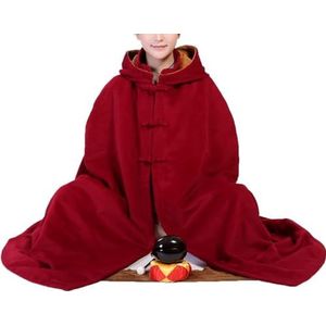 Zen Toga, Stof Meditatie Toga, Verdikte monniksmantel met capuchon, meditatie-boeddhistische kostuum lange jurk, rood, 140 cm (Color : Red, Size : 130)