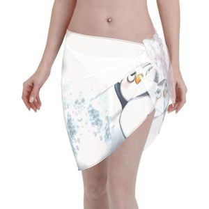 I Love Penguins Print Elegant Beach Wrap, Bikini Cover Up, Badmode Jurk voor Vrouwen, Perfect voor Zwembad en Resort Zwart, Zwart, one size