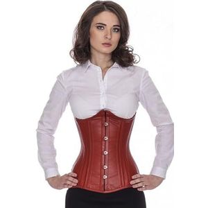 Leren corset lichtbruin onderborst rond gevormd Korset ln27