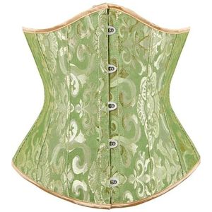 Dames Lingerie & Ondergoed Jacquard Bloemen Underbust Corset Roze Blauw Zwart Wit Koffie Rood Groen Bustier Taille Cincher, Groen, 6XL