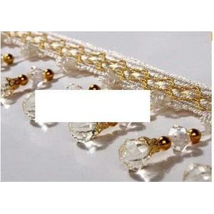 12 meter/partij 7,5 cm breedte kwast franje rand pompoen kristal kralen lint voor naaien gordijn accessoire kant decoratie NL962-beige-12meter