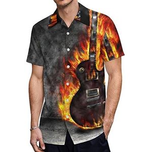 The Burning Guitar Hawaiiaanse shirts voor heren, korte mouwen, casual shirt, knoopsluiting, vakantie, strandshirts, 4XL