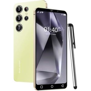 PrzTIk Goedkope mobiele telefoons, 5,0 inch IPS-display, Android 9.0, 16GB (uitbreidbaar tot 128GB), 2G/3G Dual SIM gratis ontgrendeld, Face ID/WiFi/FM Basic smartphone (geel)