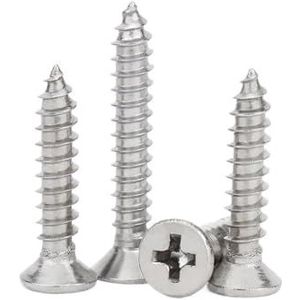 Verzonken kruiskopschroef 304 RVS zelftappende houtschroeven M1.5-1.8 kruiskop platverzonken 100 stuks(12mm,M1.6)