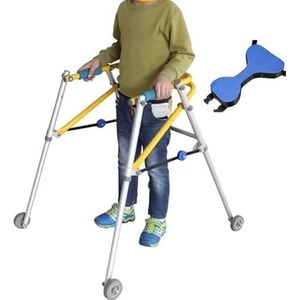 Vouwbare Walker voor kinderen met wielen, lichtgewicht aluminium Rollator Walker/Gait Trainer, Anti-Backward, voor peuters, kinderen, tieners hulpprogramma Revalidatie Training Walking Aid(X-Large)