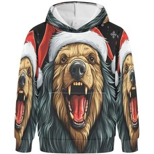 KAAVIYO Leuke Luiaard Kerst Stijl Hoodies Atletische Sweatshirts Leuke 3D Print Hooded Sweatshirts voor Meisjes Jongens, Patroon, XXS
