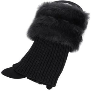 BESTOYARD Manchetten voor dames, gehaakte gebreide laarzen, manchetten, topper, imitatiebont, warme enkelbandjes, sokken, vrije maat
