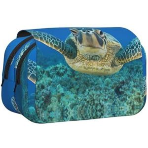 JEJEA Zeeschildpadden Print Pen Etui Potlood Case Houder voor Potloden Make-up Multifunctionele Organizer Doos voor Adluts, Zwart, Eén maat, Toilettas