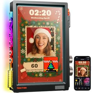 Divoom Times Frame Transparante digitale fotolijst (10,1 inch) met wifi en 64 GB, IPS-display met zwevend effect en RGB-draaiknop, 400+ wijzerplaten, widgets en pixel-art community (zwart)