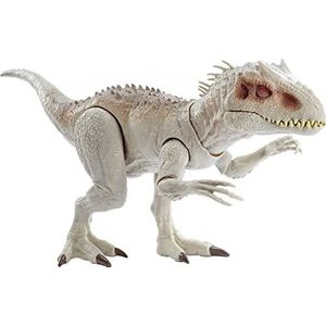 ​​Jurassic World Verwoest & Verslind Indominus Rex met smakkende kaken, armen als houwdegens, licht en realistische geluiden, verzwelgt menselijke actiefiguren van 10 cm in één hap ​, GCT95