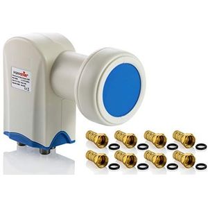 Poppstar Quad LNB 4-voudig LNC Set met 8 F-connectors voor 4 Apparaten Kabel Sat Satellietschotel (Digitaal, 4k, Full HD, 4K UHD, 3D Tv)