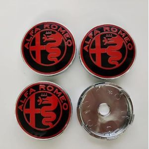 SJZZJMZ 4 stuks auto wielnaafdoppen naafdoppen voor Alfa Romeo 156 Crosswagon 2004-2007 60mm naafdoppen vervangende naafdop stickers