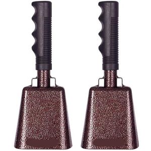 2 cm koebel met handvat juichende bel 2 stuks voor sportevenementen grote solide schoolklokken & gong percussie muziekinstrumenten oproepbel bel alarm (retro koper)