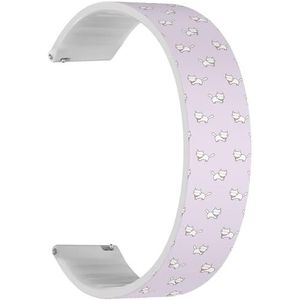 Solo Loop band compatibel met Forerunner 645/645 Music, Forerunner 55, Garmin Forerunner 245/245 Music (Cartoon Pink Cat), snelsluiting, 20 mm rekbare siliconen band, accessoire, Siliconen, Geen