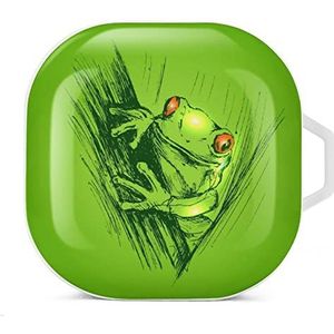 Gekleurde hand schets kikkers oordopjes hoesje compatibel met Samsung hard shell beschermhoes wit stijl