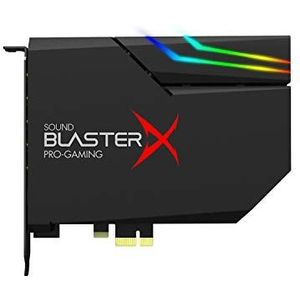 Creative Geluid BlasterX AE-5 Plus SABRE32-klasse Hi-res 32-bits/384 kHz PCIe Gaming geluidskaart en DAC met Dolby Digital en DTS, Xamp Discrete Hoofdtelefoon Bi-amp, tot 122dB SNR, RGB-verlichtingssysteem