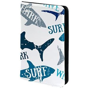 Gepersonaliseerde paspoorthouder Paspoorthoes Paspoort Portemonnee Reizen Essentials Sharks Surf White, Meerkleurig, 11.5x16.5cm/4.5x6.5 in