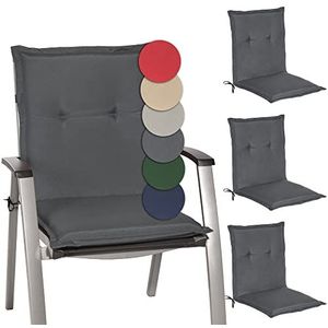 Beautissu Loft NL Kussen Set van 4 Kussens met Lage Rugleuning - 100 x 50 cm - Grafiet Grijs - Zitkussen UV- Lichtecht Tuinstoelkussen met Schuimkernvulling