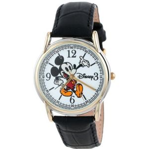 Disney Heren W001013 Cardiff 2-ton zwart lederen band horloge, Zwart, riem