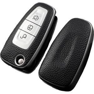 Sleutelbehuizing Autosleutel Case Cover Leather TPU Voor Ford Voor Fiesta Voor Ranger C-Max S-Max Focus 3 4 Galaxy Voor Mondeo Transit Tourneo Custom MK3 MK4 Autosleutelhoesje(E-Silver)