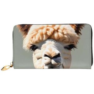 Alpaca Avatar lederen portemonnee, lange clutch portemonnee, zacht materiaal, ritsontwerp anti-verlies geld, 12 bankkaartsleuven, lichtgewicht, waterdicht en duurzaam voor het stijlvolle meisje,