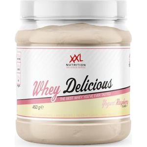 XXL Nutrition - Whey Delicious - Yoghurt Raspberry - Wei Eiwitpoeder met BCAA & Glutamine, Proteïne poeder, Eiwit shake, Whey Protein - 450 gram
