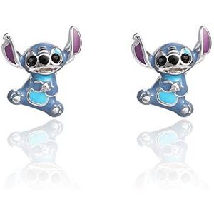 Disney Lilo and Stitch Sterling Silver 3D Blue Enamel Stud Earrings, Officially Licensed