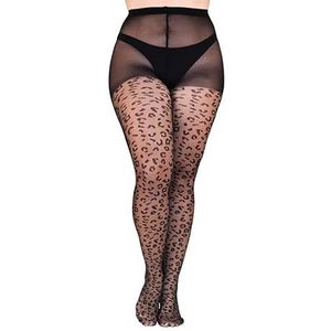 Gi&Gi Curvy damespanty, panty, oversized, transparant, fantasie, 40 DEN N, 1676, Zwart, 3XL Plus Tall