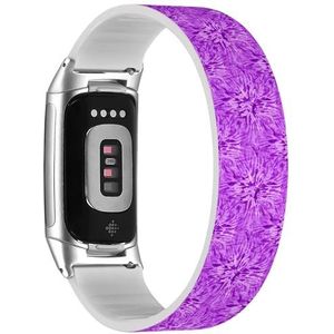 RYANUKA Solo Loop band compatibel met Fitbit Charge 5 / Fitbit Charge 6 (Tiedye paarse kleur) rekbare siliconen band band accessoire, Siliconen, Geen edelsteen