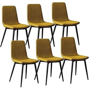 GEIRONV Set van 6 moderne keukenstoelen, for woonkamer slaapkamer kantoor lounge stoelen metalen poten PU lederen rugleuningen barkruk Eetstoelen (Color : Yellow, Size : 43x40x86cm)