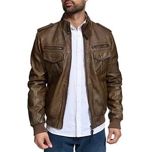 INDICODE Heren Pawel Jacket | Leren jas van imitatieleer Brown M