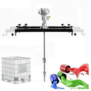 Horizontale pneumatische roerder voor containers, pneumatische verfmixer van 0 tot 2500 rpm met inklapbare roestvrijstalen waaier, 1000 liter schudcapaciteit