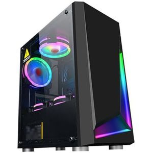 Full Tower Gehard Glas ATX, Micro-ATX, ITX Gaming Behuizing, Dubbele Gehard Glas Panelen Verticale GPU Beugel Ondersteuning Waterkoeling RGB-modus(Black)