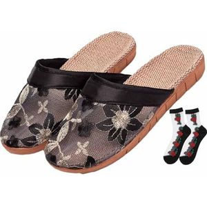 Chinese Mesh Slippers for Vrouwen Kant Chinese Slippers Gaas Uitgeholde Vrouwelijke Slippers (Color : A, Size : 39-40)