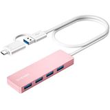 BYEASY USB HUB, USB C Hub naar USB 3.0 HUB met 4 poorten en 2 ft verlengde kabel, ultradunne draagbare USB-splitter voor MacBook, Mac Pro/Mini, iMac, Ps4, Surface Pro, XPS, PC, Flash Drive, Samsung