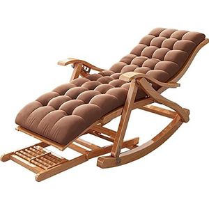 GEIRONV Buiten vouwen ligstoel, rekbare voetsteun houten schommelstoel 5 posities verstelbare tuin zon ligstoelige fauteuil Fauteuils (Color : Brown)
