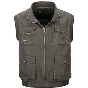 JSY Vest man lente en de herfst outdoor pocket vissende directeur jas jas midden - leeftijd puur katoen vest Bodywarmers (Color : Gray, Size : 2xl)